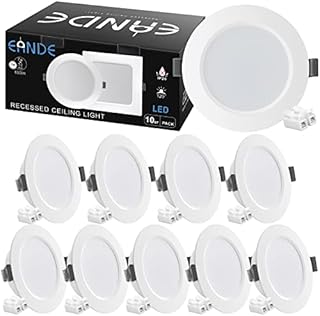 Eande LED Downlights Ceiling Cool White 6500K 7W 600LM, AC220-240V, Cut Φ93-100mm, Ultra Slim LED Recessed Ceiling Lights for Bedroom Kitchen Living Room, 10Pack