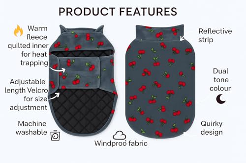 Image of The Pets Company Dog Winter Coat Jacket, Clothes, Windproof, Reversible, Light Weight, Washable, Ultra Warm Thick Fleece Lined Dog Vest for Cold Weather Protection, (Grey Cherry, XX-Large - 30 Inch)