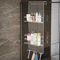Nynelly Acryl Duschablage zum Hängen, Duschregal Ohne Bohren, Dusch Organizer über der Duschtür, Shampoo Duschgel Halterung für Dusche, Duschkorb zum Hängen mit Haken Hängendes Handtücher Rasiermesser