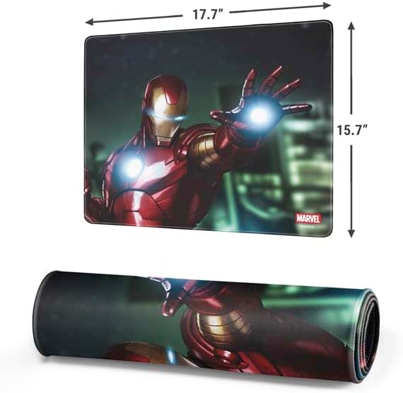 Skinit Medium Gaming Mouse Pad - Officially Licensed Tony Stark Iron Man Design with Stitched Edges, Waterproof, Non-Slip Rubber Base, Desk Mat for Keyboard & Mouse, 17.7" x 15.75" inches