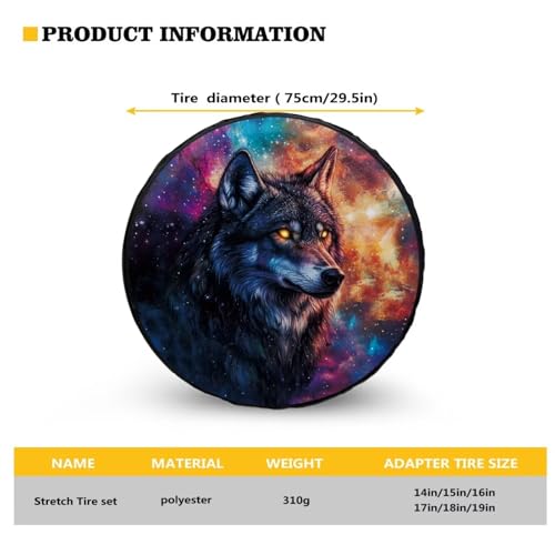 Image of Pensura Cool Wolf Spare Wheel Cover Dust-Proof Tire Covers Wheel Cover Easy Installation Universal for Trailer SUV Truck Camper Travel, Suto Accessories