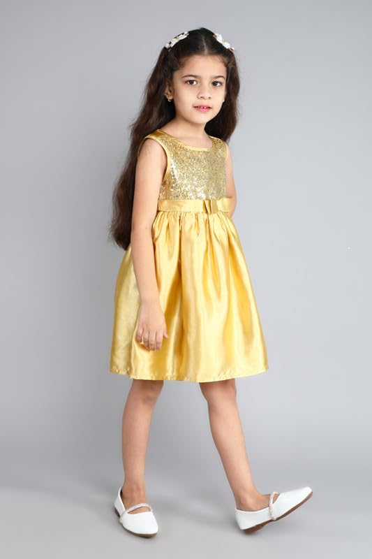 Image of Funshine Girls Spring Summer Casual Dress for Kids | Soft Breathable Comfortable Everyday Wear for Play School Outings Birthday Parties & Family Occasions | Stylish Lightweight Trendy Outfit