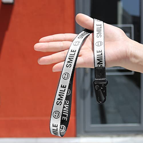 TOOLIN Halsriemen Schlüsselbund für Frauen und Männer,Lanyard für Schlüssel,ID Card Holde,Brieftaschen und Ausweishalter (Lächeln-DUNKELGRAU)