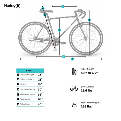 Hurley Cutback D Single Speed Drop Bar Road Bike (Black, Large / 21 Fits 5'8"-6'2") #TOP3