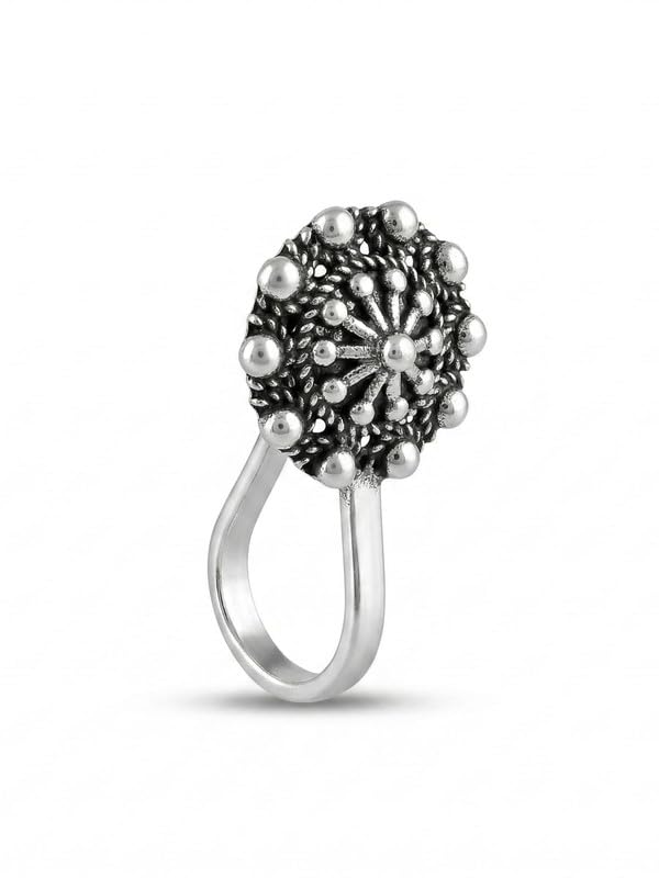 925siller Pure 925 Sterling Silver Oxidised Nose Pin for Women & Girls | Classic Traditional Design | Comfortable Daily Wear Nose Stud | With Certificate of Authenticity | Gift for Her-picture-18