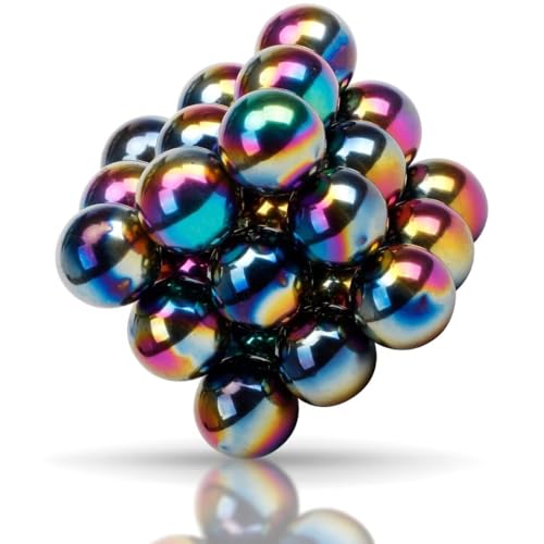 Image of Dilabnba 28PCS Rainbow Hematite Magnetic Ball Fidget Toy for Adults, Men Women Magnetic Hand Roller Office Desk Toys for Gifts, Science Kit Rare Earth Magnets with Fiber Case