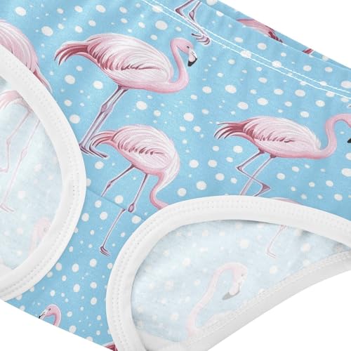 Wusikd Flamingo Cute Girls' Underwear Cotton Cartoon Blue Girls Briefs Soft Toddler Underwear 2T4