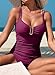 Aleumdr Women's 2026 Fashion U-Wired Tummy Control One Piece Swimsuit Vintage Bathing Suits Ruched Swimwear Violet Large