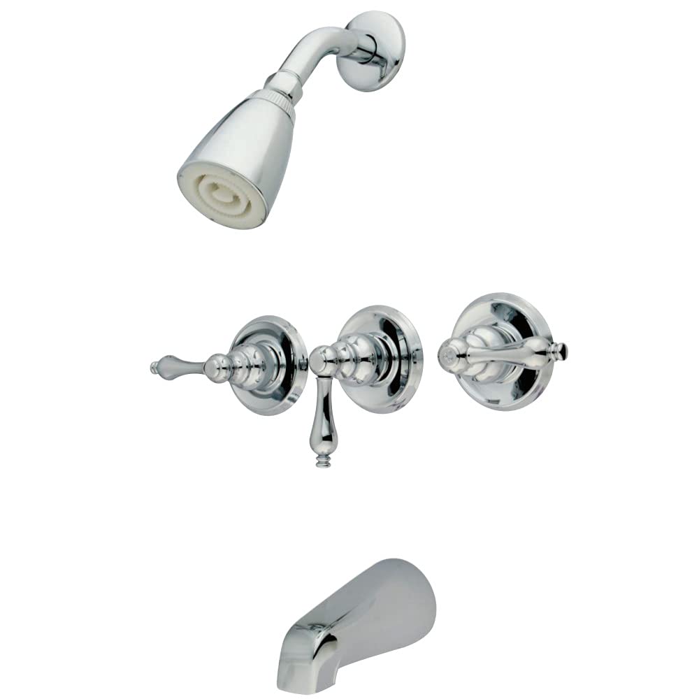 Kingston Brass KB231AL Tub and Shower Faucet with 3-Lever Handle, Polished Chrome