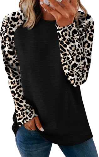 Image of OFEEFAN Long Sleeve Shirts for Womens Fall Fashion 2026 Crewneck Oversized Sweatshirt Tunic Tops to Wear with Leggings
