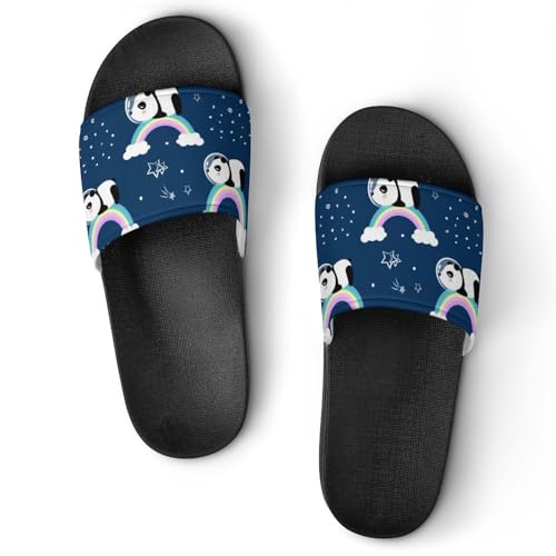 Chaussons de maison panda arc-en-ciel pour vos moments de détente