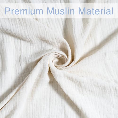 Image of Meracorallo Muslin Swaddle Blanket, 100% Cotton Receiving Blanket Soft and Breathable Swaddle Wrap for Baby Boys and Girls, Cream