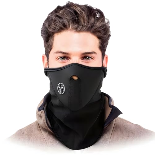 KEQAR Maschera sportiva per escursionismo e sci – mezza faccia, copriorecchie, neoprene & fleece, copri collo per bici, moto, sci, corsa, ciclismo, arrampicata, outdoor, unisex