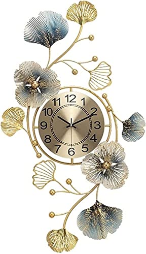 Horloge murale ginkgo grand format XJBTBA silencieuse vintage moderne en métal