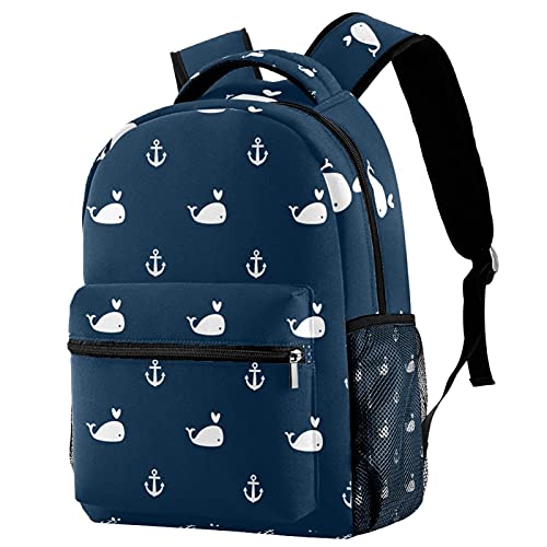 Sac à dos de voyage baleines et bateau avec motif multicolore unique et résistant