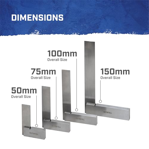 Faithfull Engineers Steel Try Square Set 4 Piece - 50,75,100,150mm (2in, 3in, 4in, 6in), Precision Ground, Hardened Steel Blade, Accurate Marking, Measuring & Layout Tools in Wooden Storage Case 2 Faithfull Engineers Steel Try Square Set 4 Piece - 50,75,100,150mm (2in, 3in, 4in, 6in), Precision Ground, Hardened Steel Blade, Accurate Marking, Measuring & Layout Tools in Wooden Storage Case - Image 2