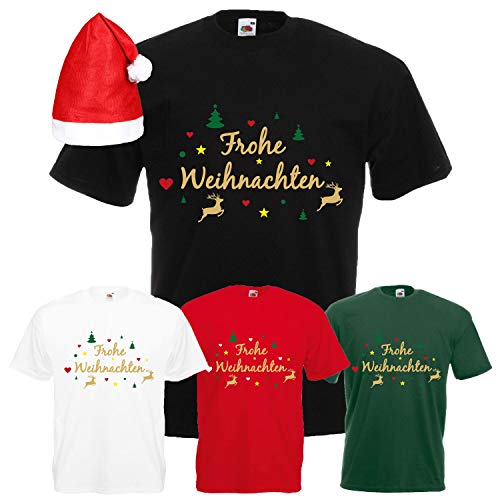 Shirt-Panda Herren T-Shirt Frohe Weihnachten Rentier Schwarz mit Mütze XL - 2