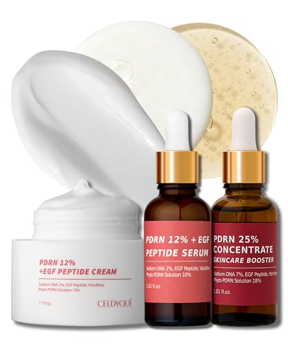 Image of Salmon DNA PDRN Pro Renewal Set - 25% PDRN Concentrate Booster + 12% PDRN Microneedling Serum w /Volufiline + 12% PDRN Cream - EGF Peptide, Niacinamide & Hyaluronic Acid Hydrating, Korean Skincare
