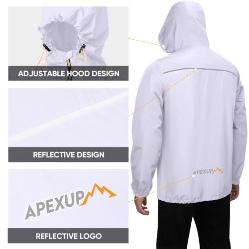 Image of APEXUP Packable Rain Jacket Men Waterproof Lightweight Raincoat with Hood