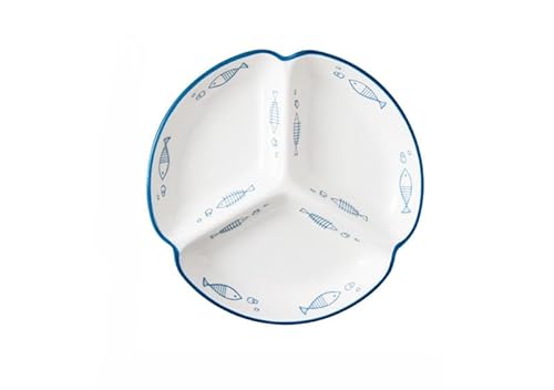 Aoccqkfプレート 仕切りプレート ランチプレート 子供用 ディナープレート セラミック 無臭 割れにくい 軽量 ディナープレート ラウンド カトラリー 仕切りプレート ランチプレート 食洗機対応 仕切りプレート (C)