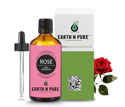 Image of Earth N Pure Rose (Gulab Oil) Essential Oil Natural and Therapeutic Grade with Glass Dropper - 100 ml