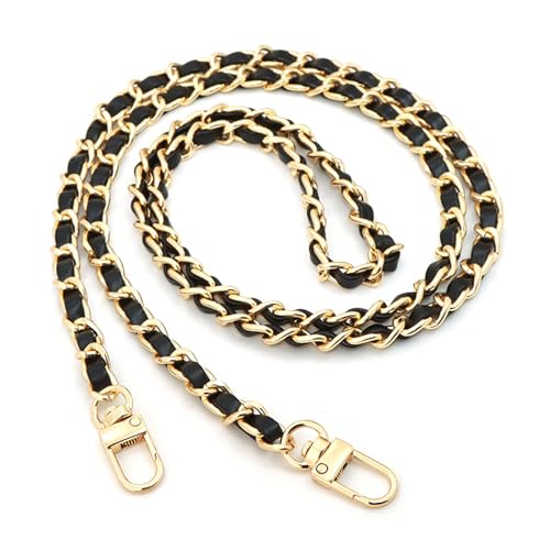 CCAIPU Bolso Cadena Correa, Oro Aleación Bolso Cadena Ajustable Bolso Correas Reemplazo Cadenas para Hombro Cruz Bolsa (Oro/Negro-A)
