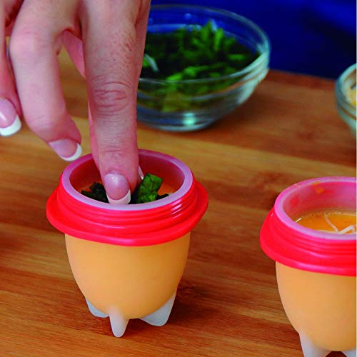Conjunto 6 Mini Potes Com Tampa Para Cozinhar Ovo Ningbo Vermelha/Transparente