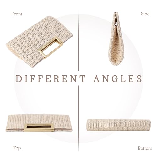 LUI SUI Top Handle Straw Clutch for Women Summer Clutch Straw Evening Bag Raffia Crossbody Purses Woven Beach Clutch
