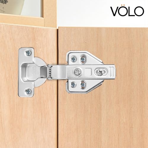 Image of VOLO Cabinet Hinges, Set of 1 (2 Pieces) for Furniture, Wardrobes, Doors, and Storage Units | (2D Soft Close (Stainless Steel), 0 Crank | Full Overlay)