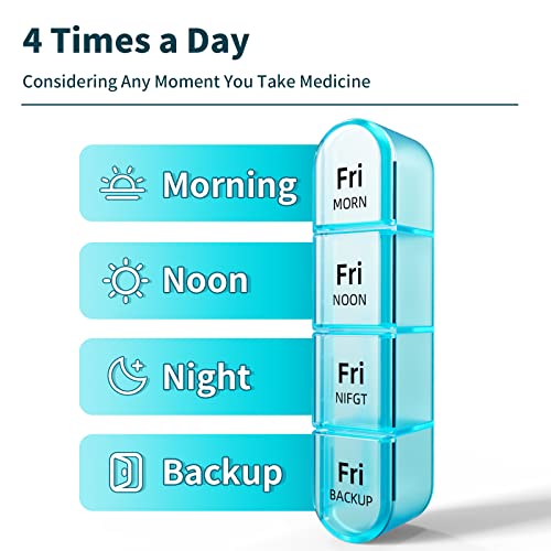 Image of Daviky Weekly Pill Organizer 4 Times a Day, Pill Box 7 Day, Medicine Organizer Portable for Travel with Removable Individual Pill Case Pill Container to Hold Daily Vitamin, Supplement and Medication