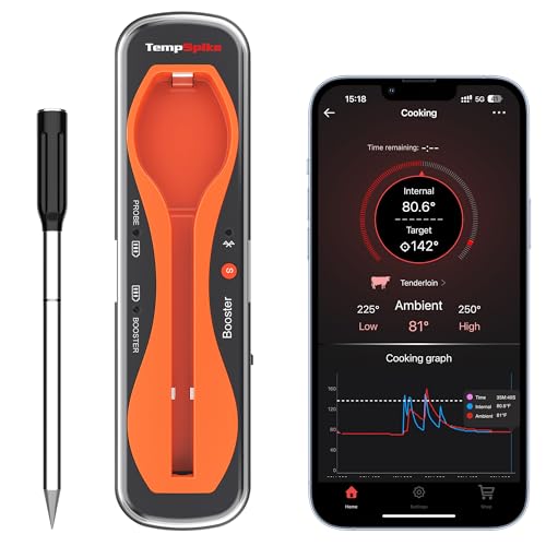 ThermoPro TempSpike 500 ft Wireless Meat Thermometer Digital, Bluetooth Meat Thermometer Wrieless for Beef Lamb Chicken Turkey, Smoker Acccessories for Rotisserie Sous Vide BBQ Oven Air Fryer