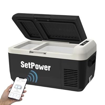 Setpower PT30 12V Refrigerator Dual Zone 32 Quart Car Refrigerator 12V Portable Fridge Electric Cooler for Vehicles SUV Van RV Truck Car Camping Road Travel