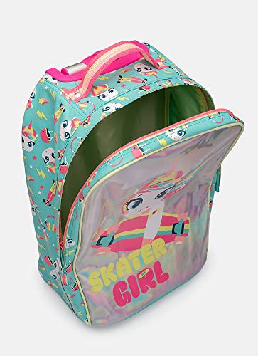 Mochila Escolar Pequena com Rodinha Unicórnio Skate - Puket