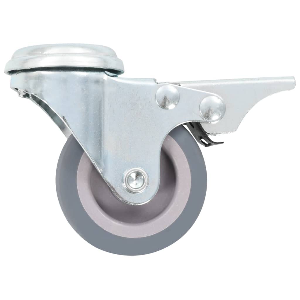 12 ruedas giratorias con agujero trasero de 50 mm, material de goma TPR, capacidad de carga de 35 kg, 6 ruedas con freno, para taller, transporte, plataforma, almacén, operación industrial