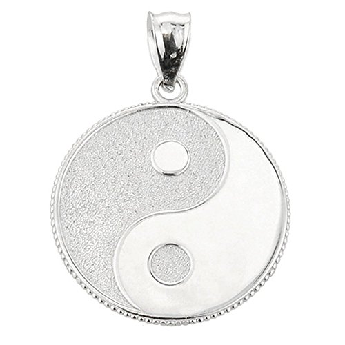 Good Luck Charms 925 Sterling Silver Milgrain-Edged Satin Finish Charm Yin and Yang Pendant