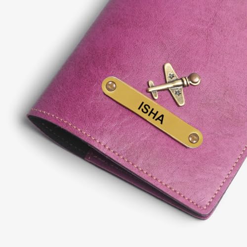 Image of ncgifts Customised Leather Passport Holder: Personalised Name & Charm for Men & Women - Unique Travel Gift, Document Organiser, Boarding Pass Holder, Customised Gifts for Men & Women (Lavender)