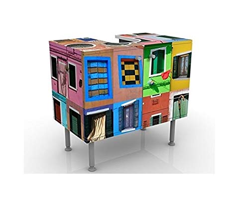 Meuble sous Vasque Design Windows of The World 60x55x35cm, Petit, 60 cm de Large, réglable, Table de lavabo, Armoire de lavabo, lavabo, Meuble Bas, Baignoire, Salle de Bains, Armoire de Salle Bains