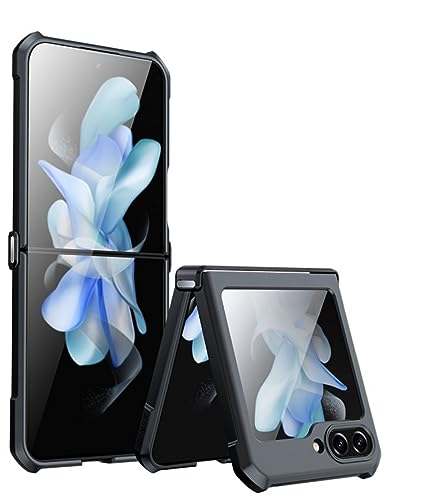 Image of PRITO Samsung Galaxy Z Flip 5 Case-Clear Beatle Slim Phone Case With Hard Pc Back,Soft Tpu Edges,Hinge,Non-Yellowing,Shockproof Protective Cover For Z Flip 5 5G (Samsung Galaxy Z Flip 5)