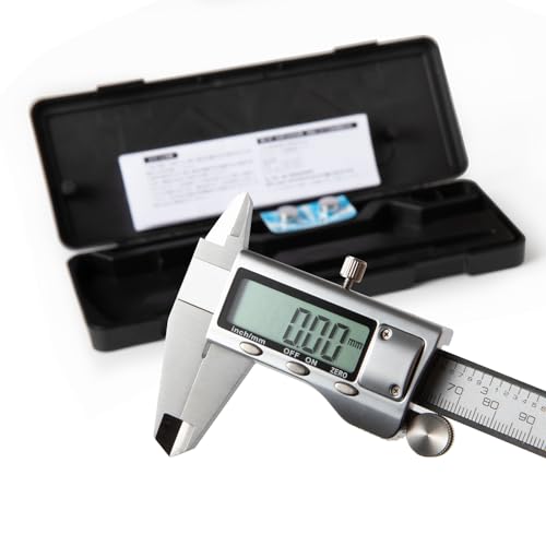 All-Metal Digital Caliper 0-6"/150mm Measuring Tool, Micrometer Caliper with Auto-Off Feature, Interchangeable Between inches and millimeters for DIY/Household and 3D Printing