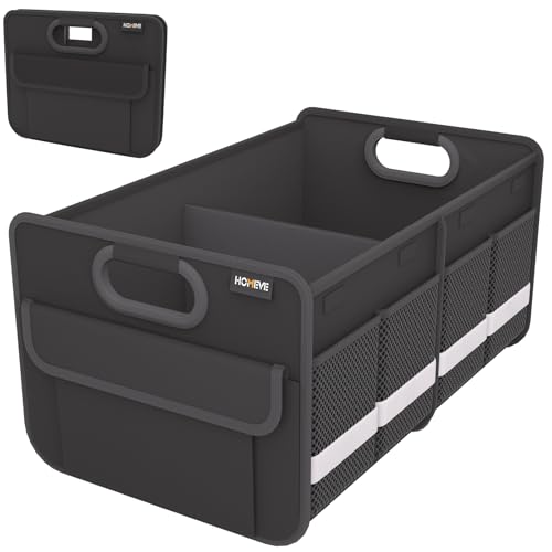 Homeve Organizador de porta-bagagens, armazenamento de carro, alças reforçadas, organizadores dobráveis com vários compartimentos, dobrável, impermeável, 2 compartimentos, adequado para acessórios de