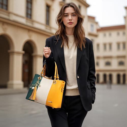 Image of Pomelo Best Purses and Handbags for Women with Multiple Pockets, Leather Top Handle Satchel Fashion Tote Shoulder Bags Ladies