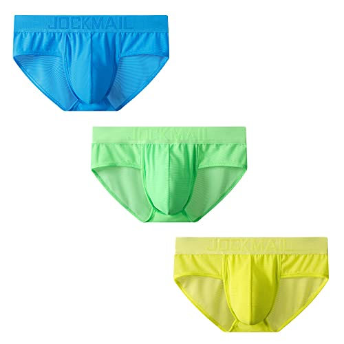 JOCKMAIL 3pcs/Pack Mens Briefs Underwear Mesh Comfort Underwear Briefs Men Underpants