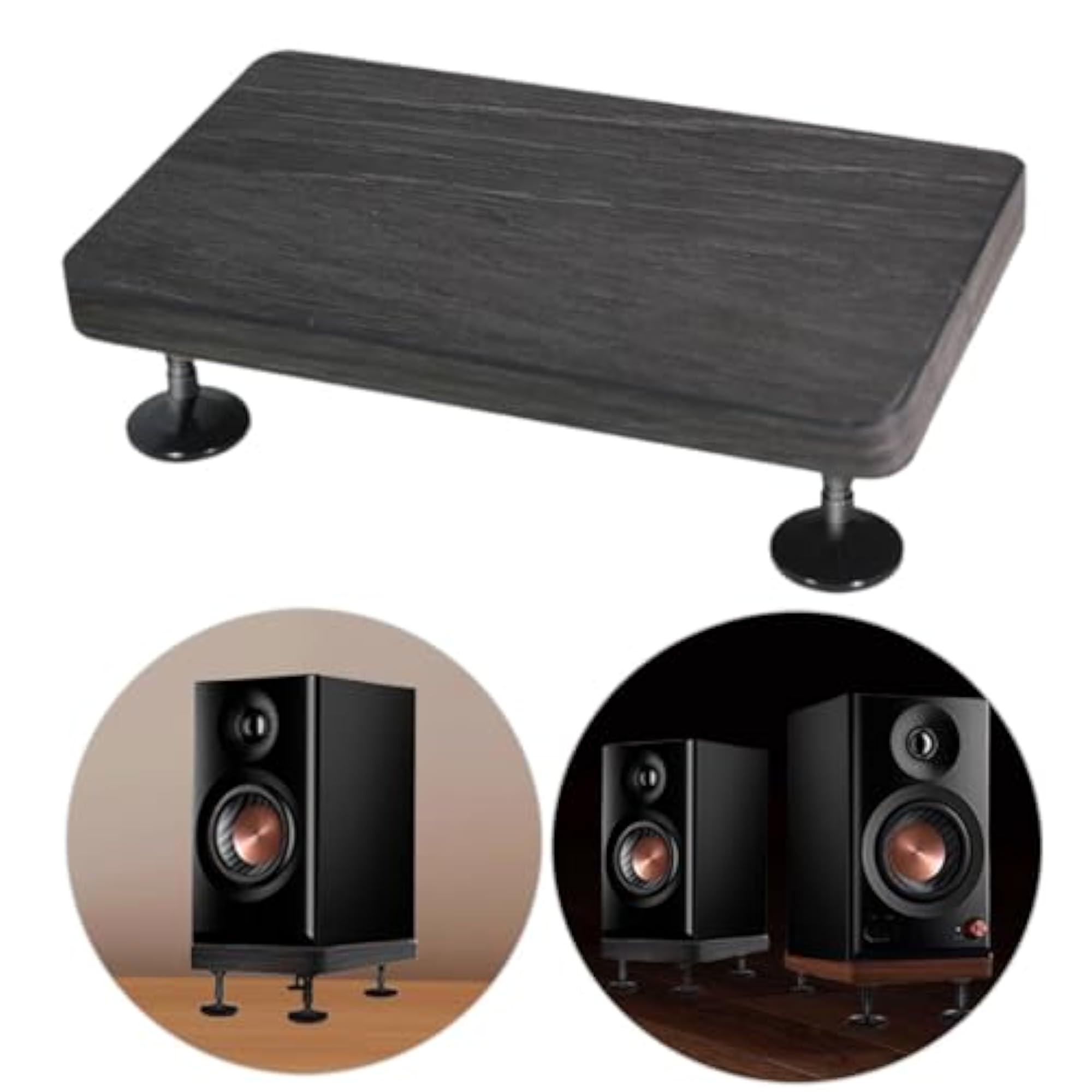 Wood Desktop Speaker Stand for Music Studio Speakers, Black