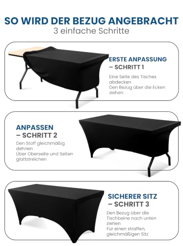 Utopia Kitchen Spandex-Tischdecke 1er-Pack [4FT, Schwarz] Waschbare und Knitterfreie Rechteckige Stretch-Tischdecke für Veranstaltungen… – Ansicht 5