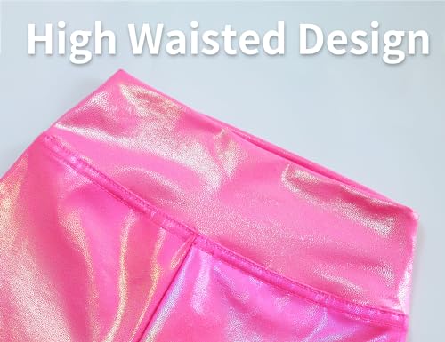 Gnainach Girls Metallic Leggings High Waisted Kids Yoga Pants Stretch Shiny Running Dance Tights for Teen School Workout4