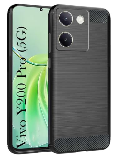 Image of Jkobi Back Cover Case for Vivo Y200 Pro 5G (Hybrid Armor Case | Carbon Fiber Shockproof | Soft and Flexible | Black)