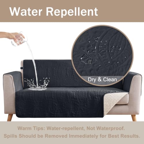 Image of Quilted Grand Sofa Covers Washable, Couch Cover for Grand Sofa, Soft Cozy Couch Protector for 4 Cushion Couch, Oversized Grand Sofa Slipcovers Water-Repellent (Grand Sofa 88 inch, Black)