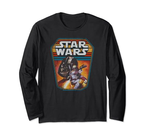 T-shirt Star Wars Boba Fett haut manches longues coton motif rétro pour fan geek