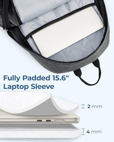 BAGSMART College Laptop Backpack, 15.6 Inch Travel Backpack Airline Approved, 30L Casual Daily Backpack, Lightweight College Bookbag for Women Men, Gray3