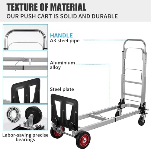 Carretilla 2 en 1 de aluminio convertible con ruedas miniatura 4